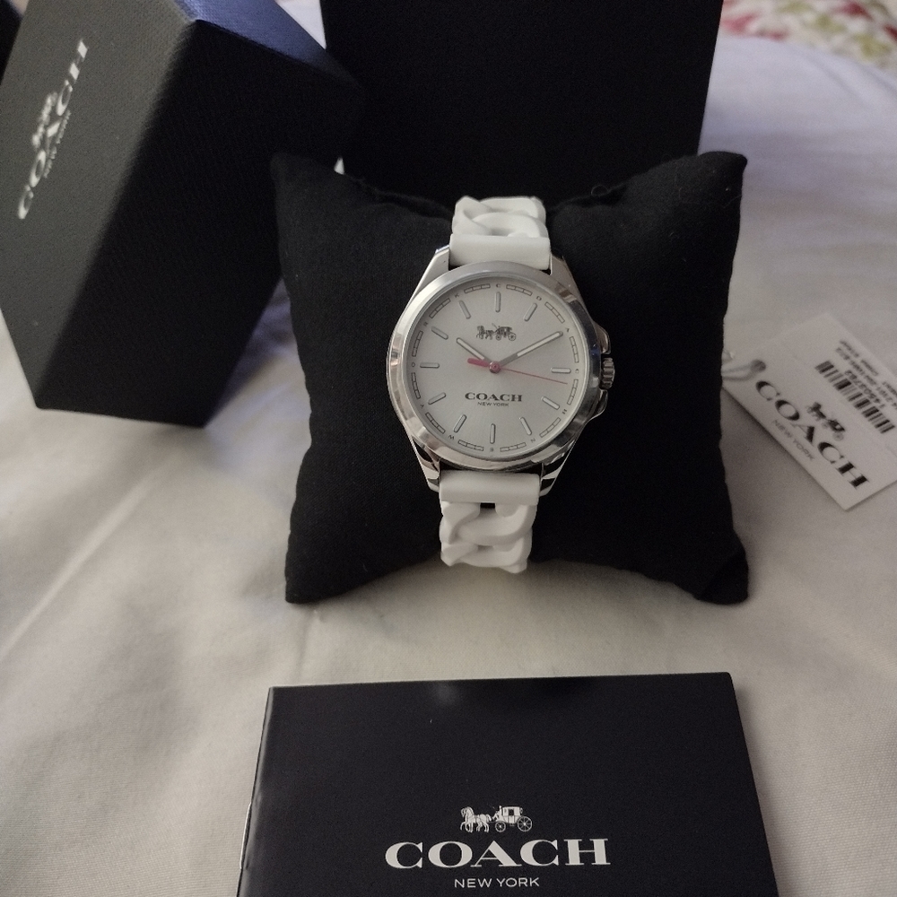 Coach Watch White Brand NIB Water Resistant to 99ft